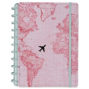 CADERNO GRANDE BY GOCASE MAPA MUNDI ROSA - CADERNO INTELIGENTE