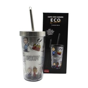 COPO COM CANUDO ECO DE METAL SNOOPY/PEANUTS