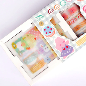 KIT ADESIVOS E FITA WASHI TAPE BICHINHOS