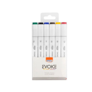 MARCADOR ARTÍSITICO EVOKE DUAL MARKER 6 CORES BÁSICAS