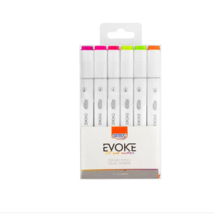 MARCADOR ARTÍSTICO EVOKE DUAL MARKER 6 CORES NEON