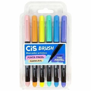 CANETA CIS BRUSH PONTA PINCEL AQUARELÁVEL TONS PASTEL