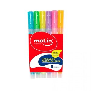 MARCADOR MOLIN FLUORESCENTE/GLITTER 6 CORES