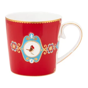 CANECA GRANDE MEDALLION VERMELHA - LOVE BIRDS -PIP STUDIO