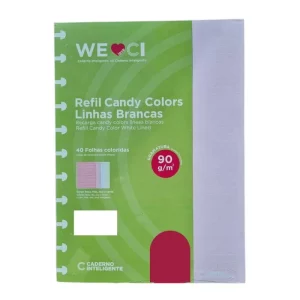 REFIL PAUTADO MÉDIO CANDY COLORS 40 FOLHAS – 90 g/m² – CADERNO INTELIGENTE