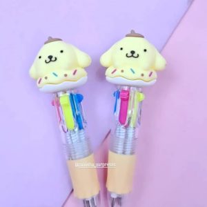 MINI CANETA 4 CORES POMPOMPURIN- HELLO KITTY