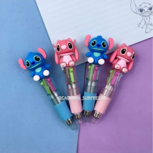 MINI CANETA 4 CORES STITCH E ANGEL