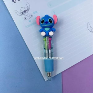 MINI CANETA 4 CORES STITCH E ANGEL