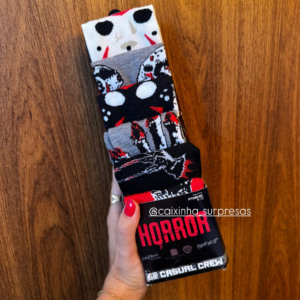 KIT 06 PARES DE MEIAS JASON VOORHEES E FREDDY KRUEGER– IMPORTADO